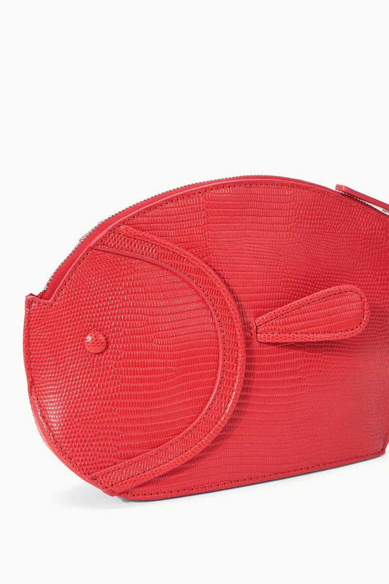 STAUD PESCE LEATHER CLUTCH RED ROSE 5