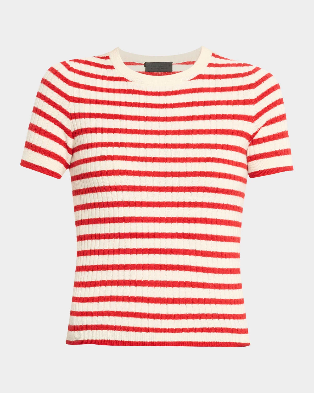 Alita Striped Cashmere Rib Short-Sleeve Sweater - 1