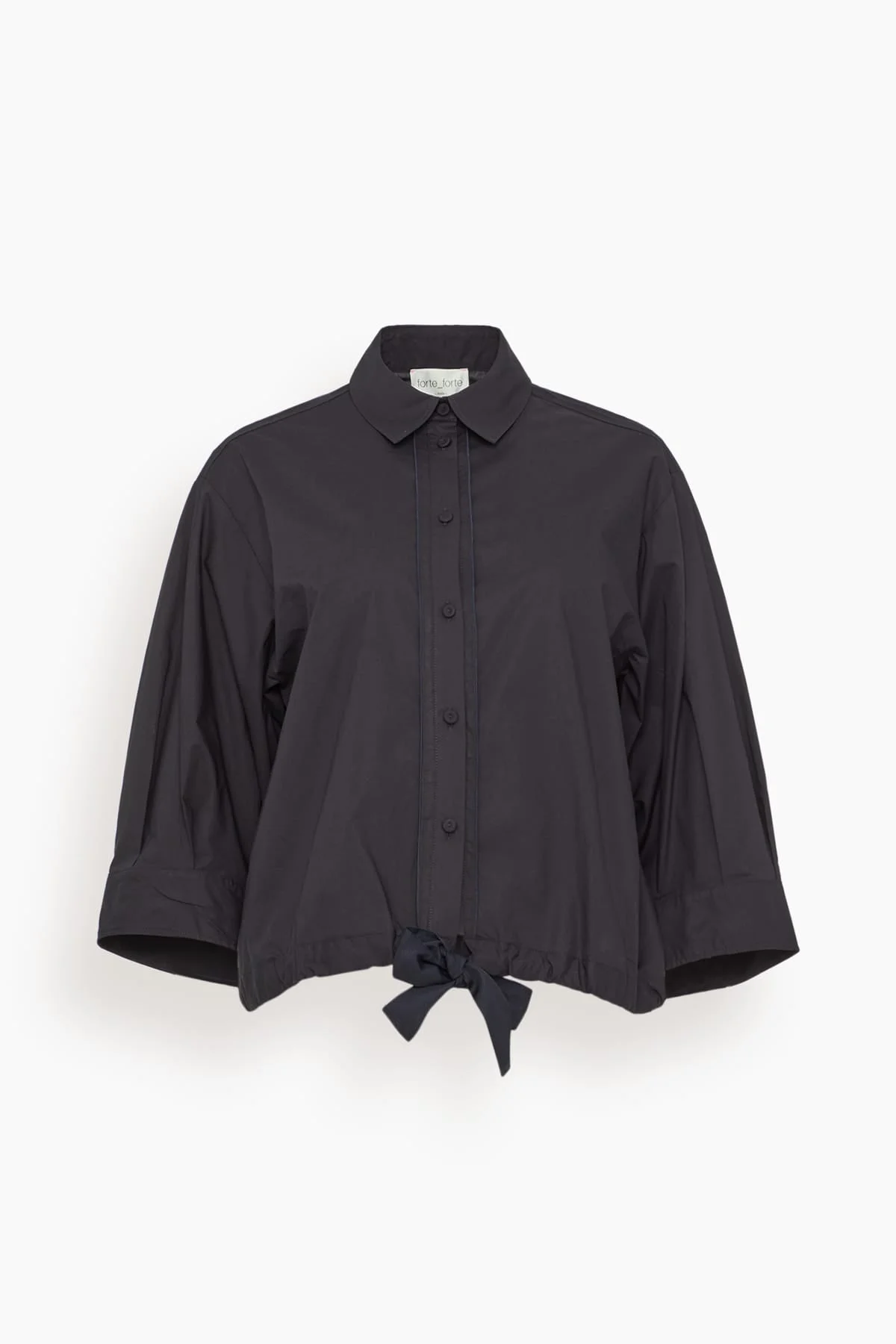 Cotton Popline Half Sleeve Shirt in Notte - 1
