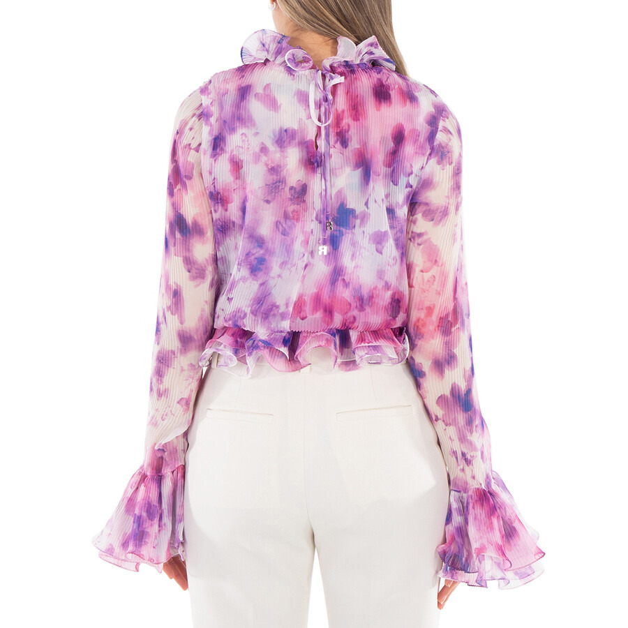 Rotate Ladies Optic Buttercup/Peach Chiffon Ruffle Top - 4