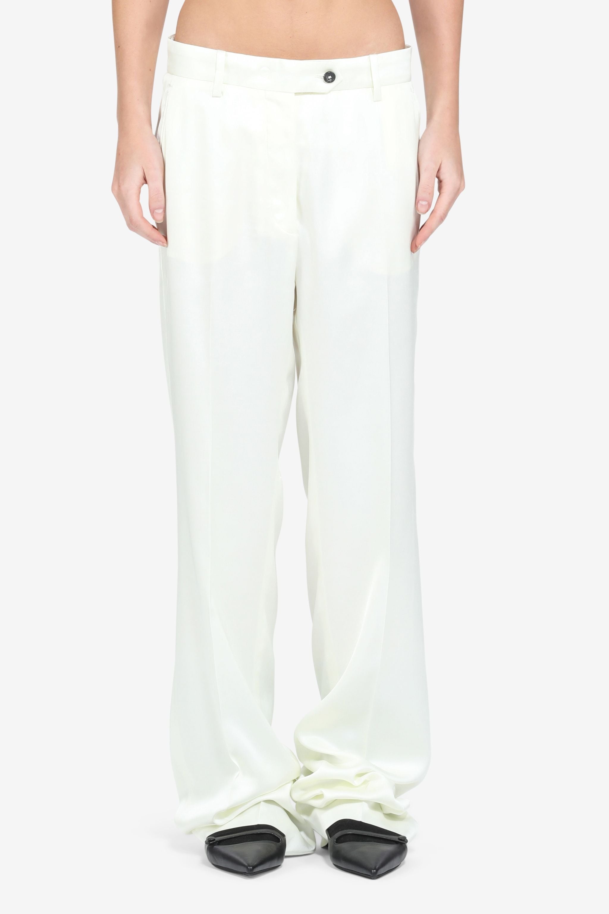 PLEATED SATIN TROUSERS - 1