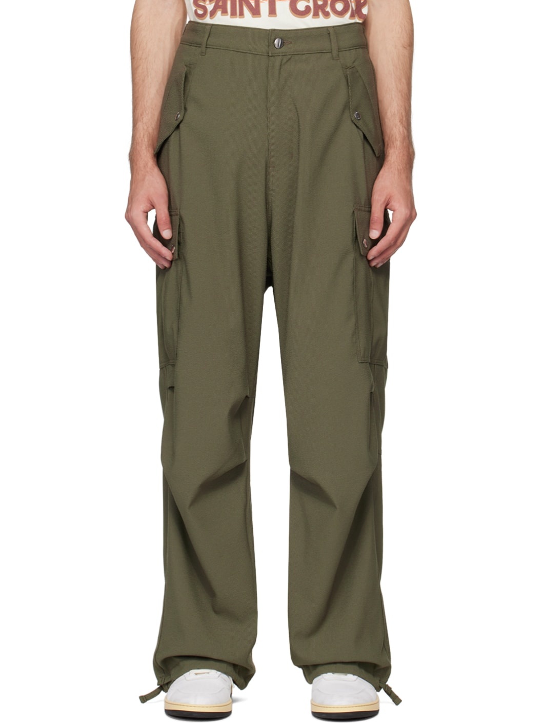 Green Four-Pocket Cargo Pants - 1