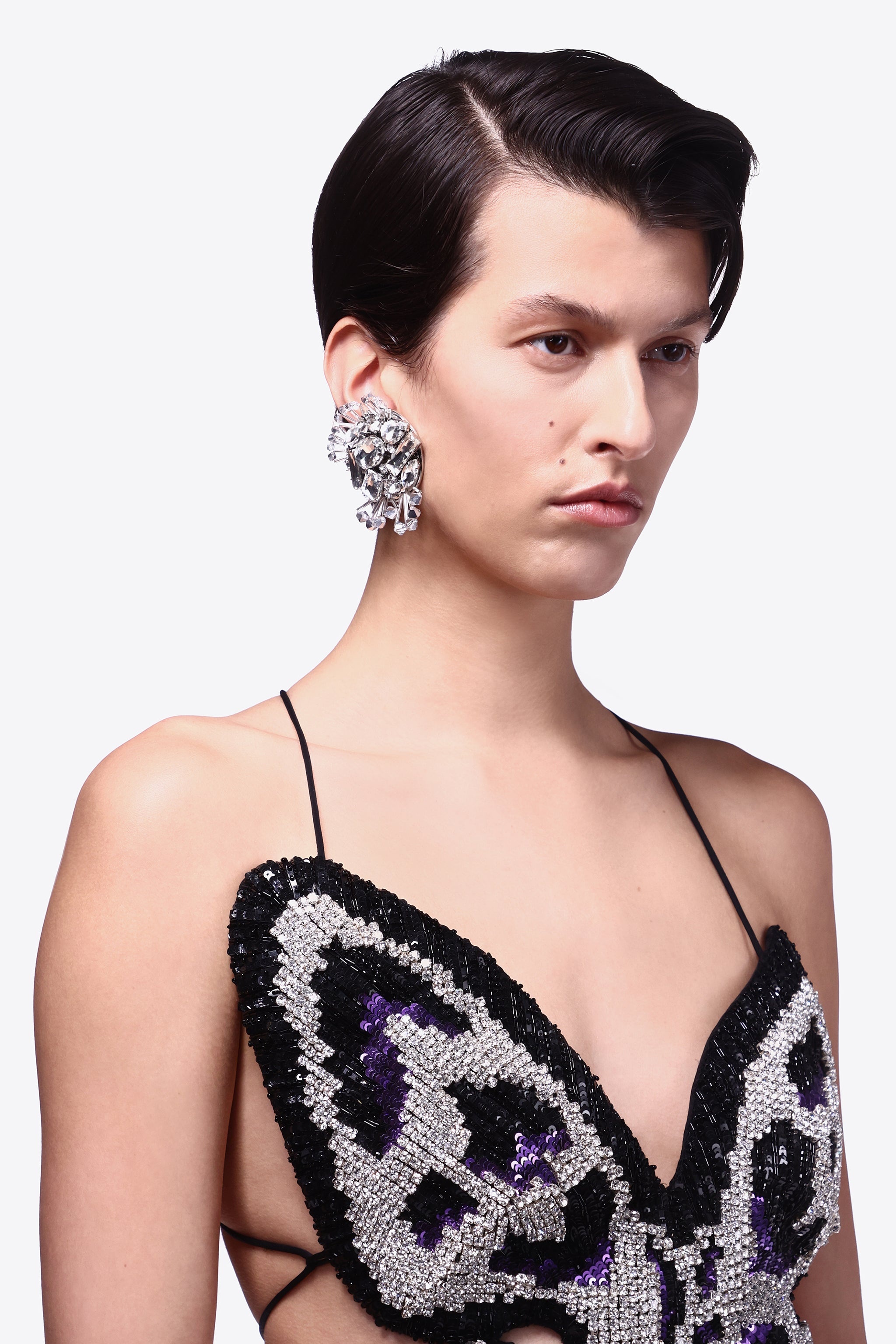 DISTRESSED CRYSTAL EARRINGS - 3