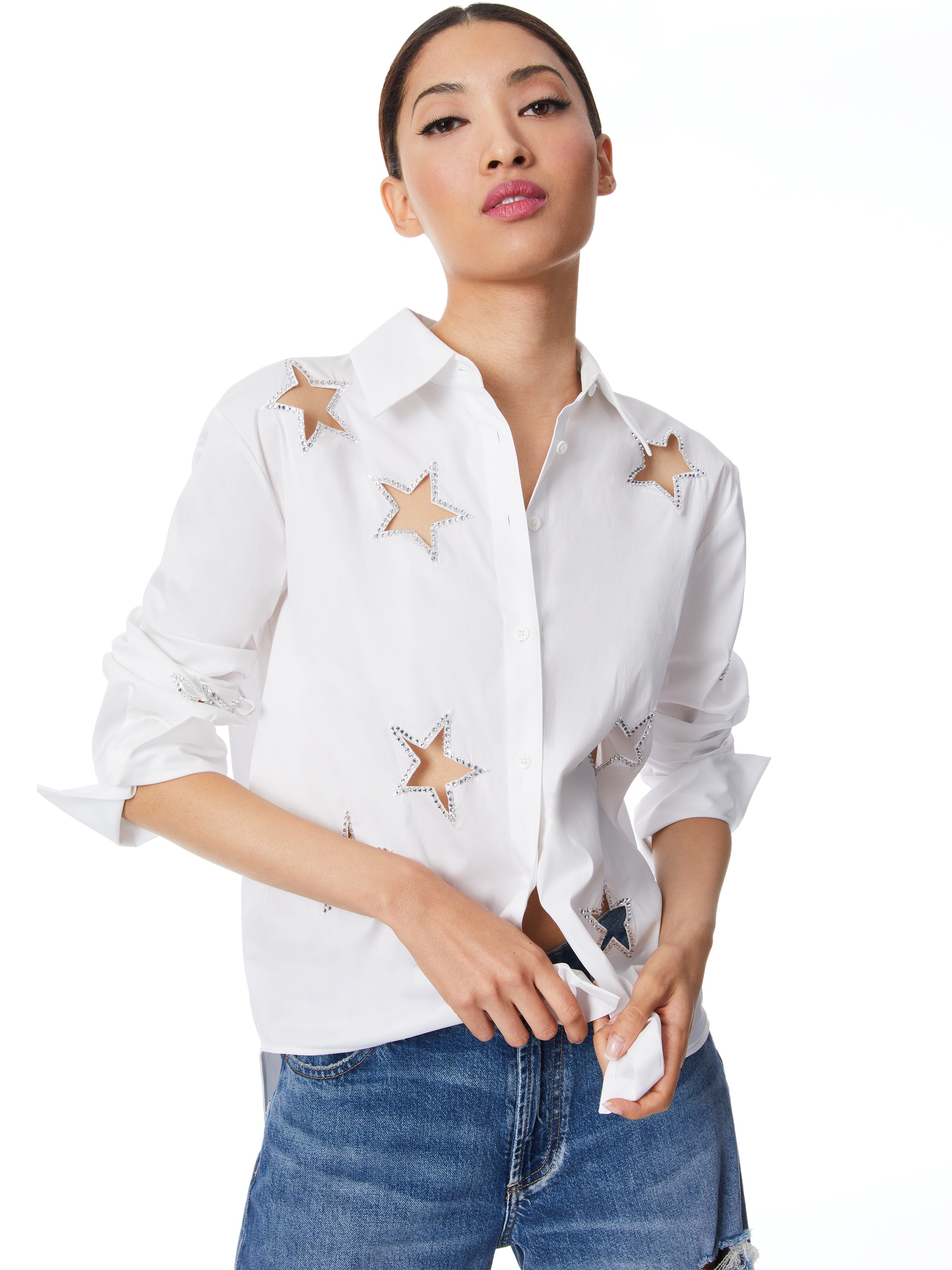 Alice + Olivia FINELY STAR EMBELLISHED BUTTON DOWN | REVERSIBLE