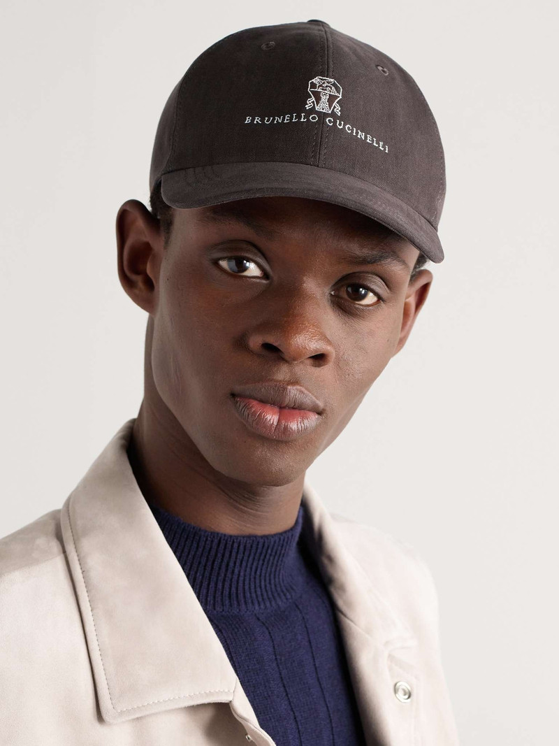Brunello Cucinelli Logo-Embroidered Linen Baseball Cap outlook