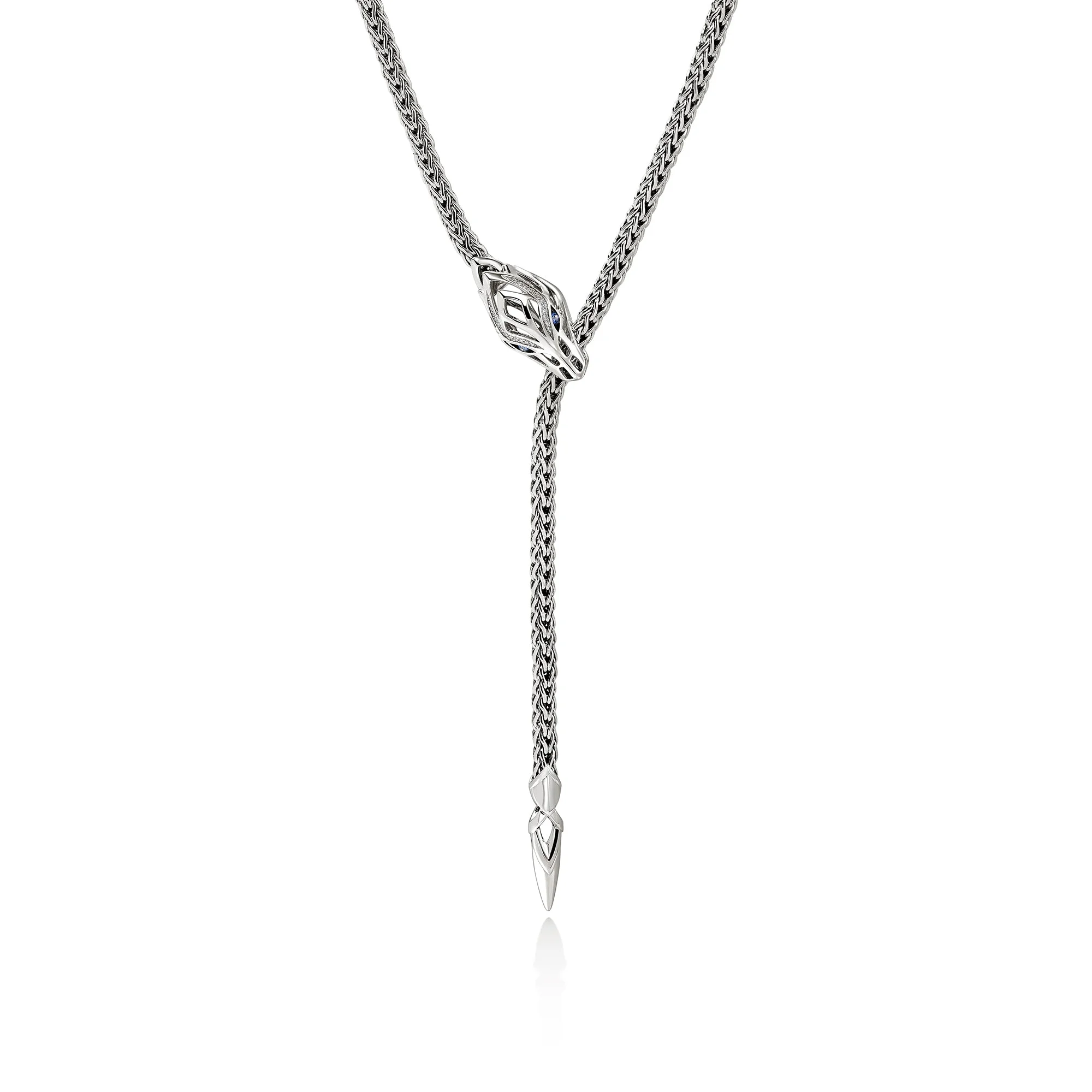 Naga Y Necklace, Sterling Silver, Diamonds, 4.4MM - 1