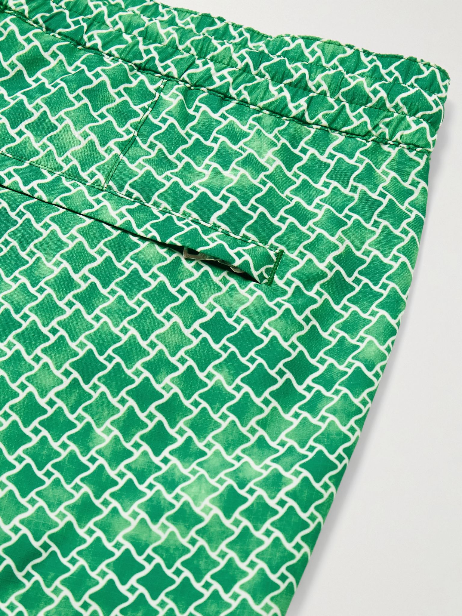 Standard Slim-Fit Straight-Leg Mid-Length Printed Swim Shorts Green - 4