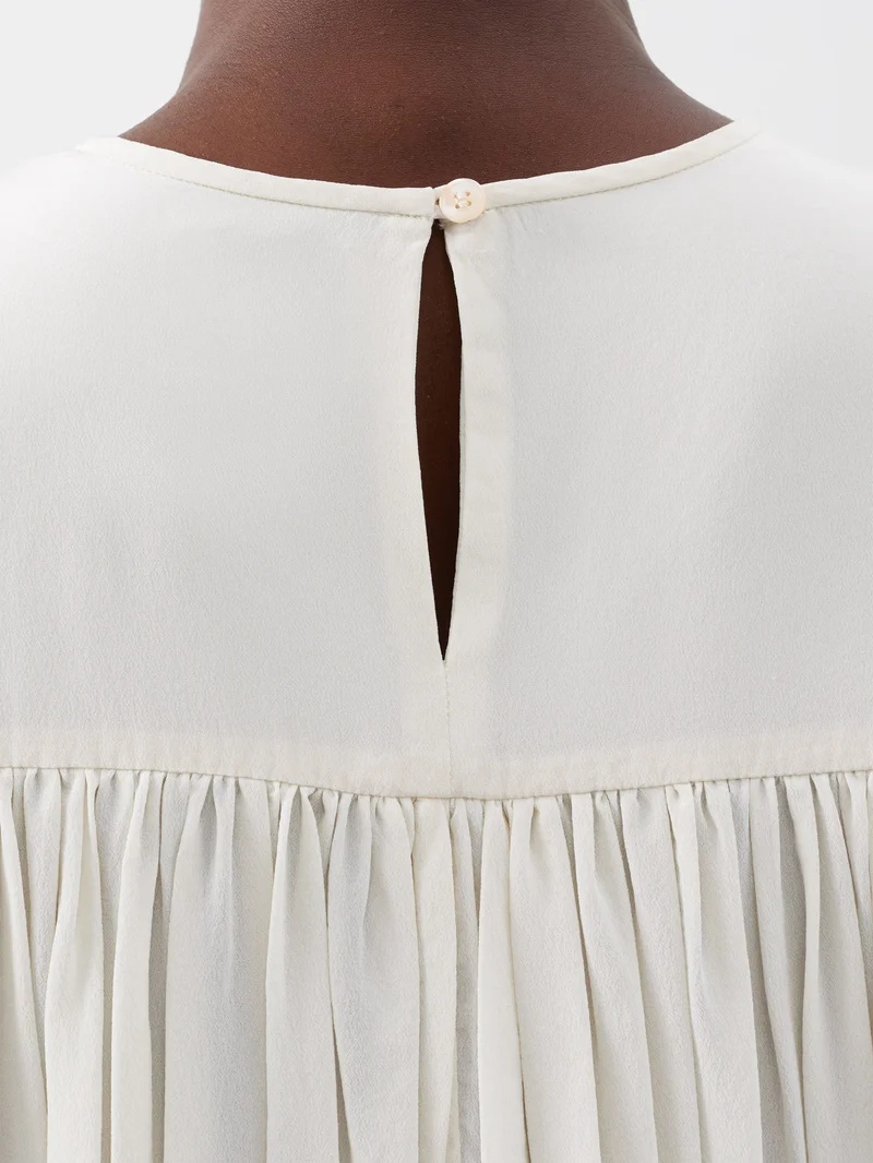 Nelino smocked silk crepe de Chine top - 4