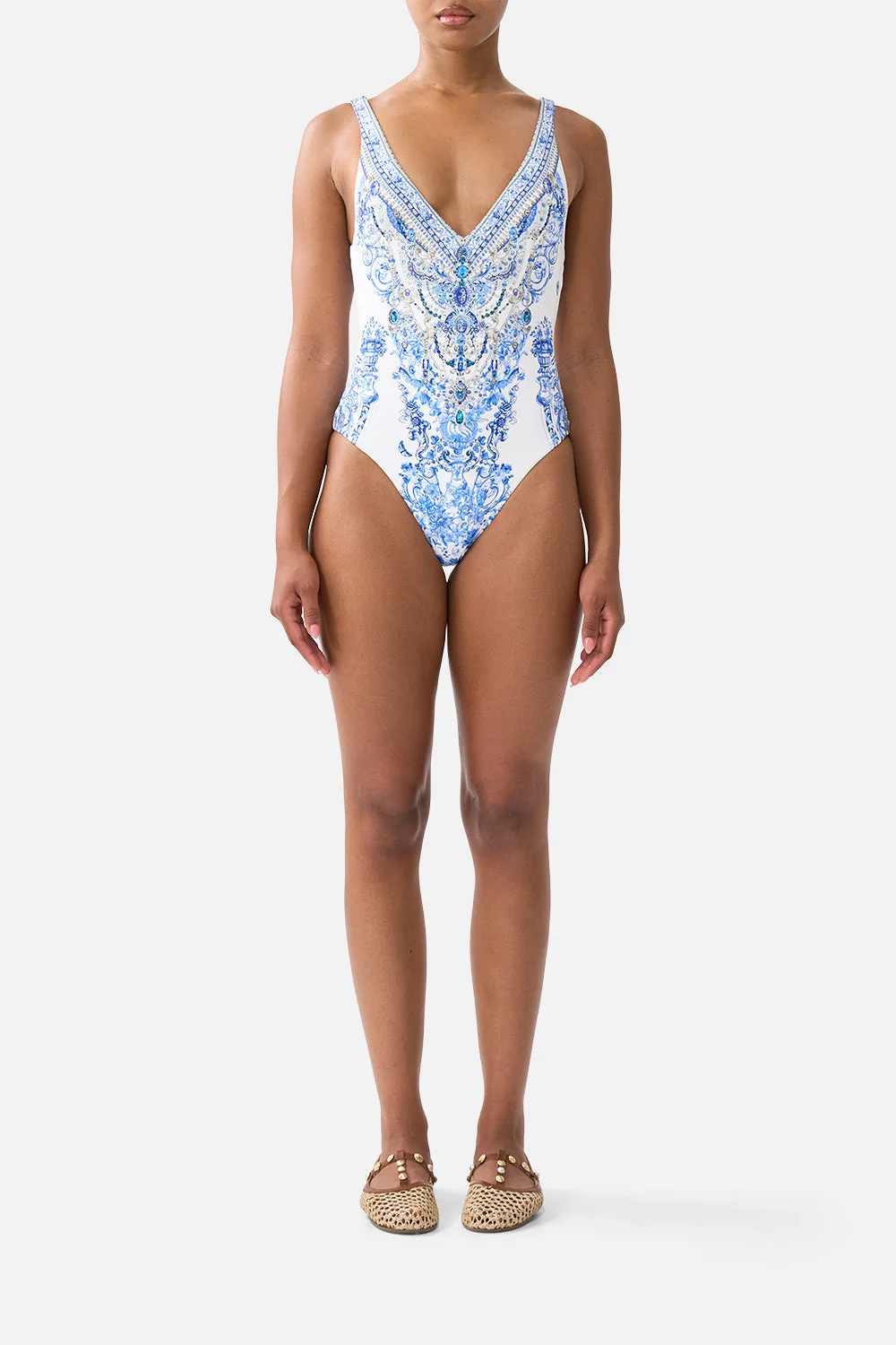 V NECK ONE PIECE WITH V BACK - 1