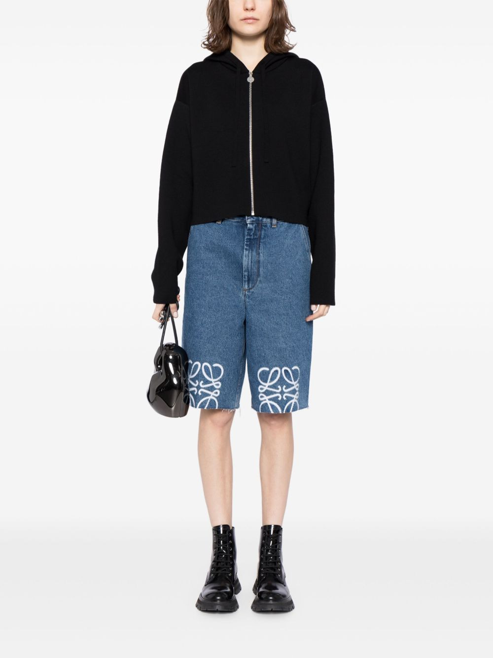 Loewe Women Anagram Denim Shorts - 4