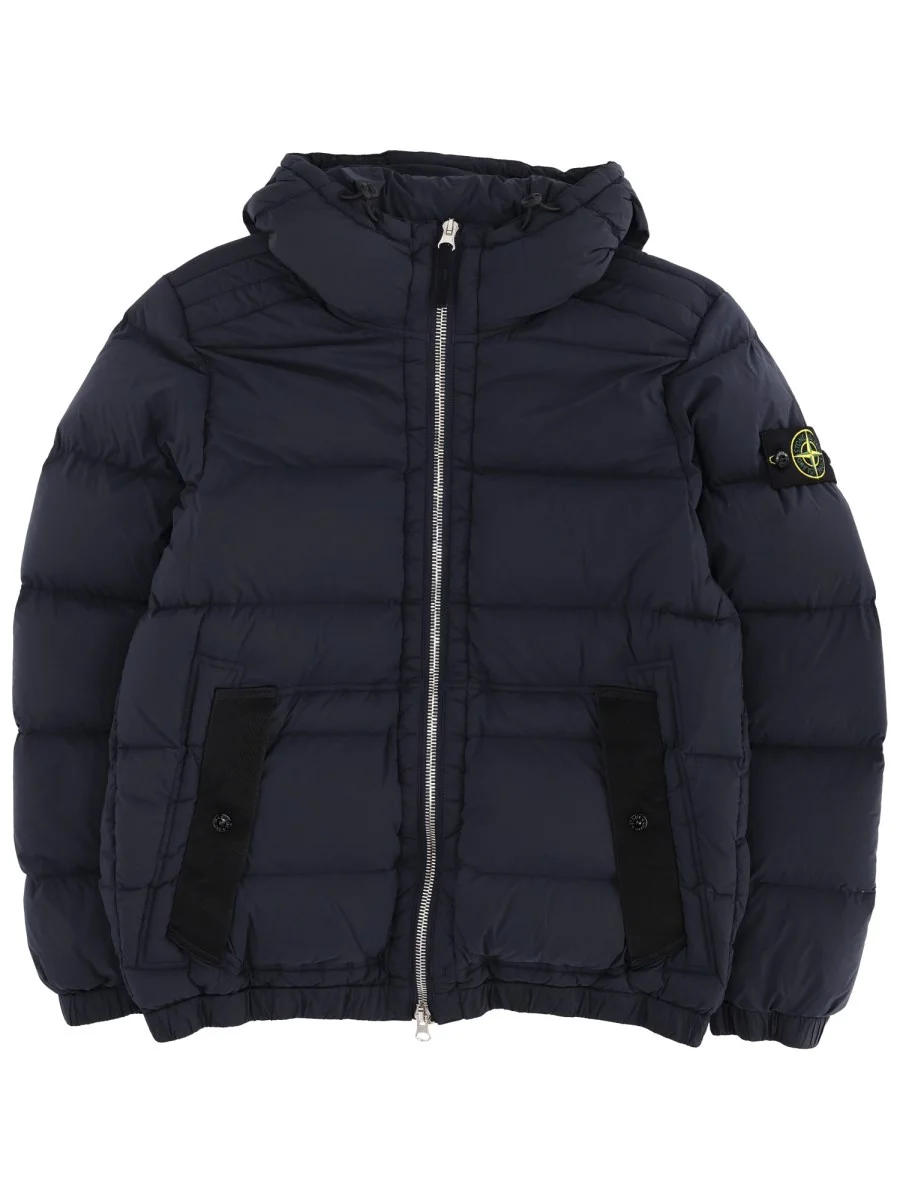 PADDED DOWN JACKET WITH HOOD AND LOGO PATCH - 1