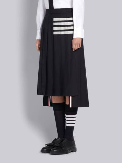 Thom Browne Navy Wool Plain Weave Pleated 4-Bar Skirt outlook
