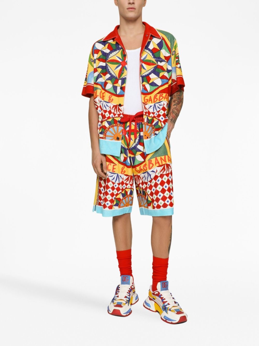 Carreto-print cotton bermuda shorts - 2