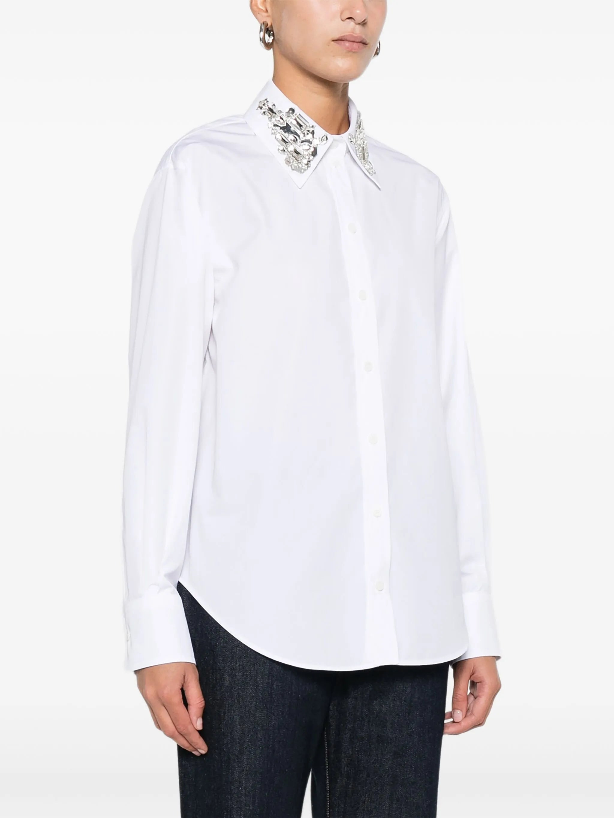 embellished-collar shirt - 3