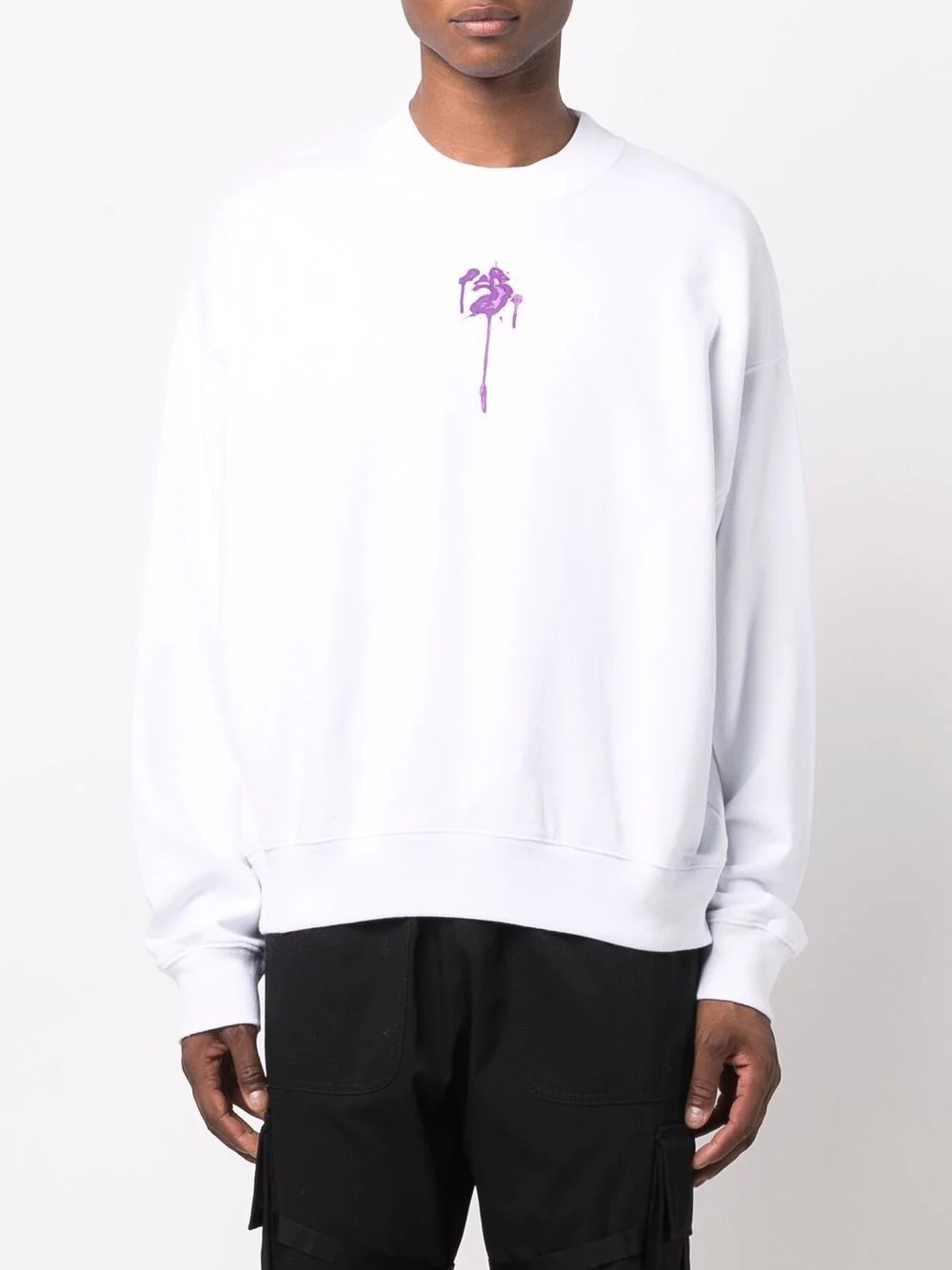 dripped logo crew-neck sweatshirt - 3