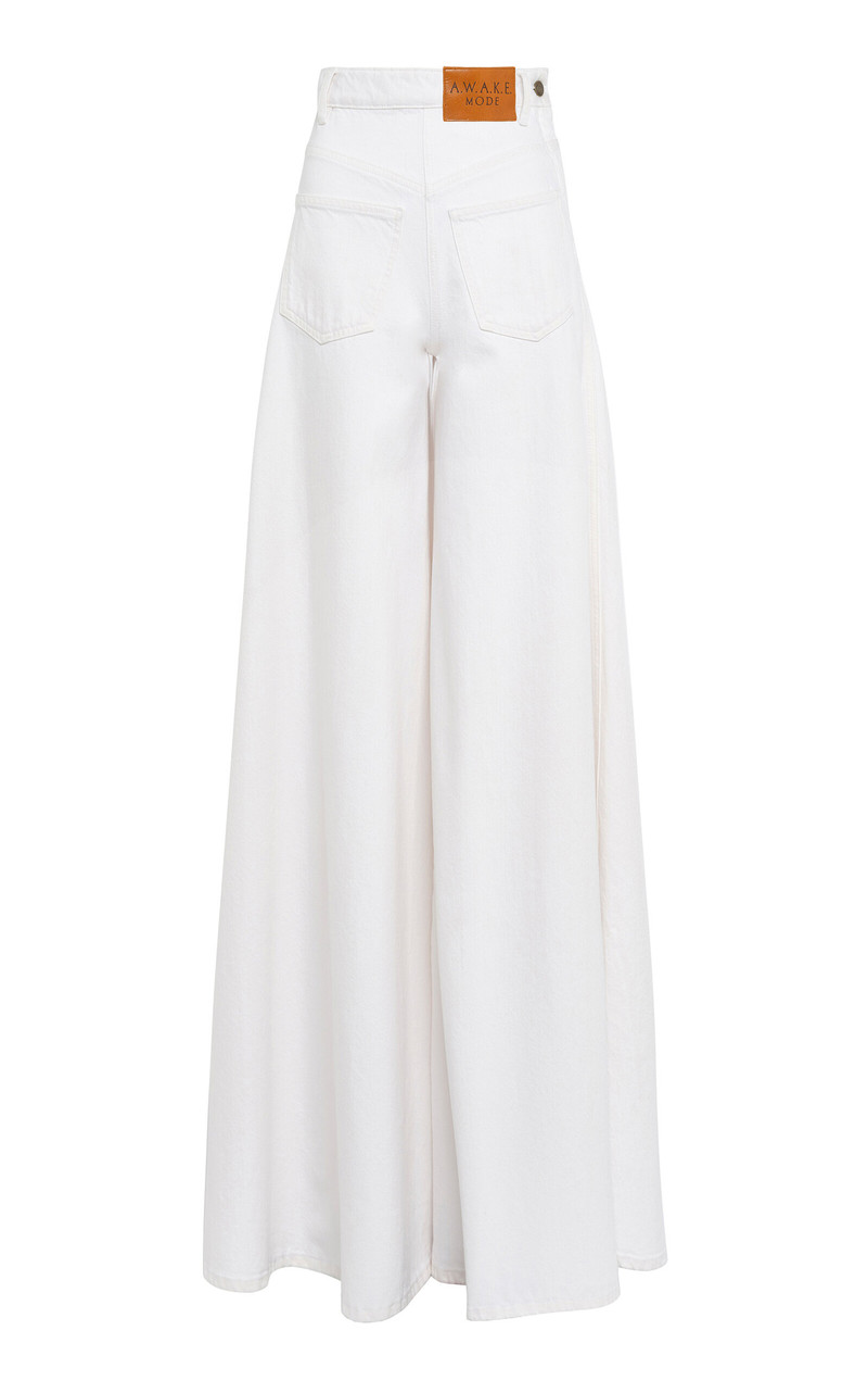 Cotton Super Wide Leg Mirror Jeans white 1