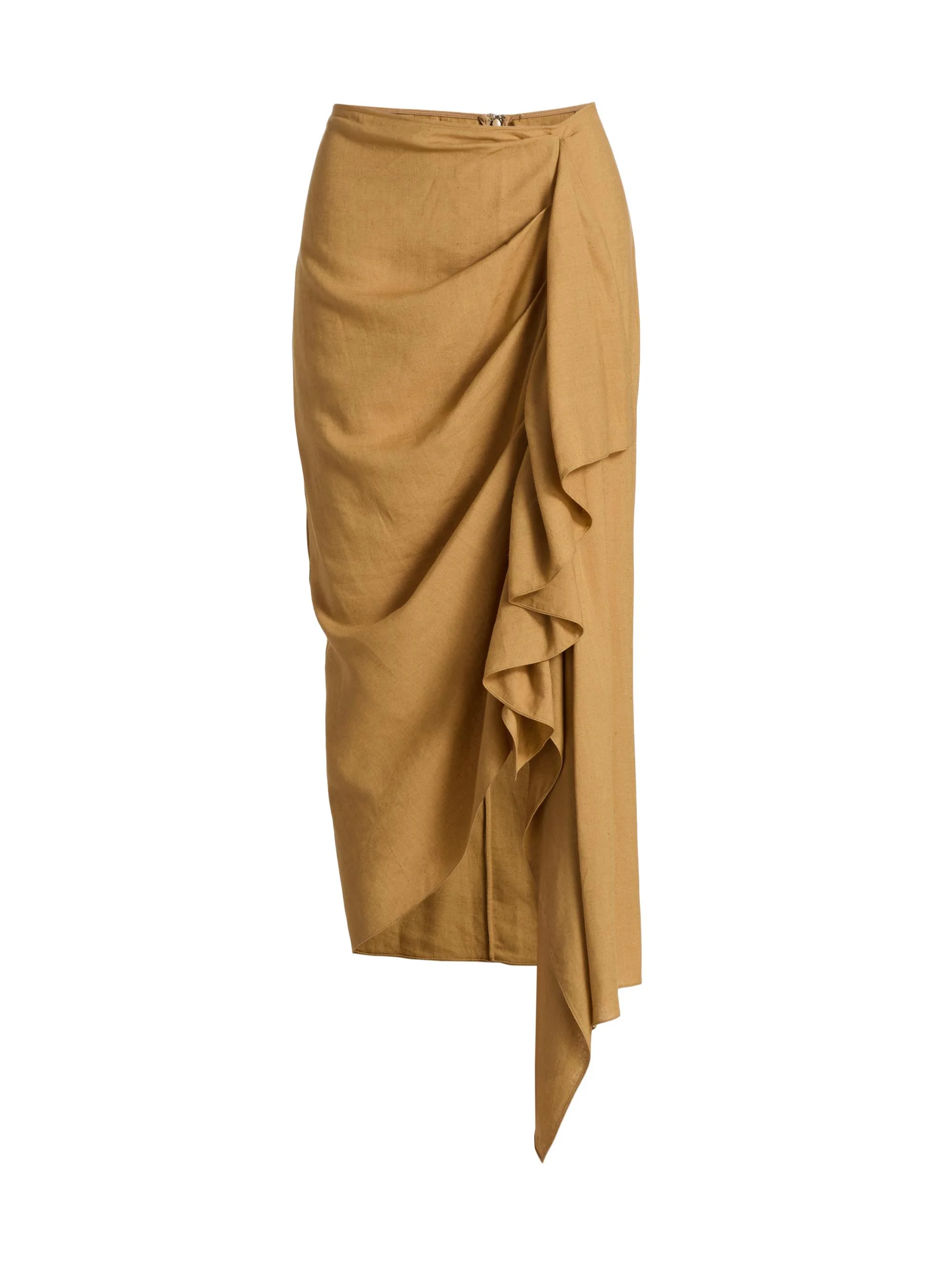 Women's Cascade Linen-Blend Midi-Skirt - Cashew - 1