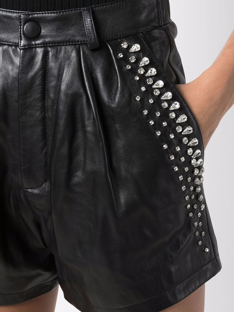 crystal-embellished leather shorts 5