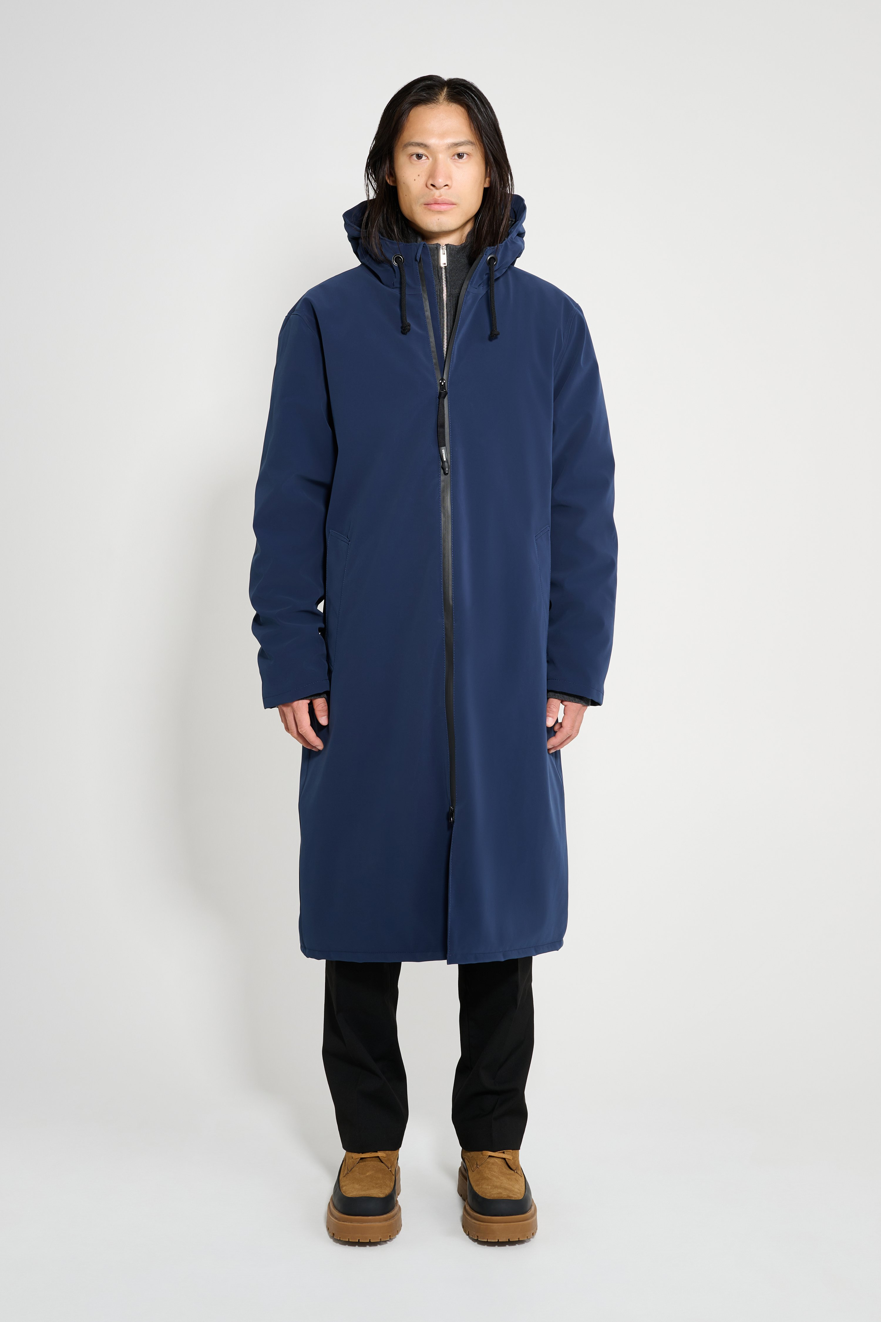 Stockholm Long Matte Winter Coat Navy - 2
