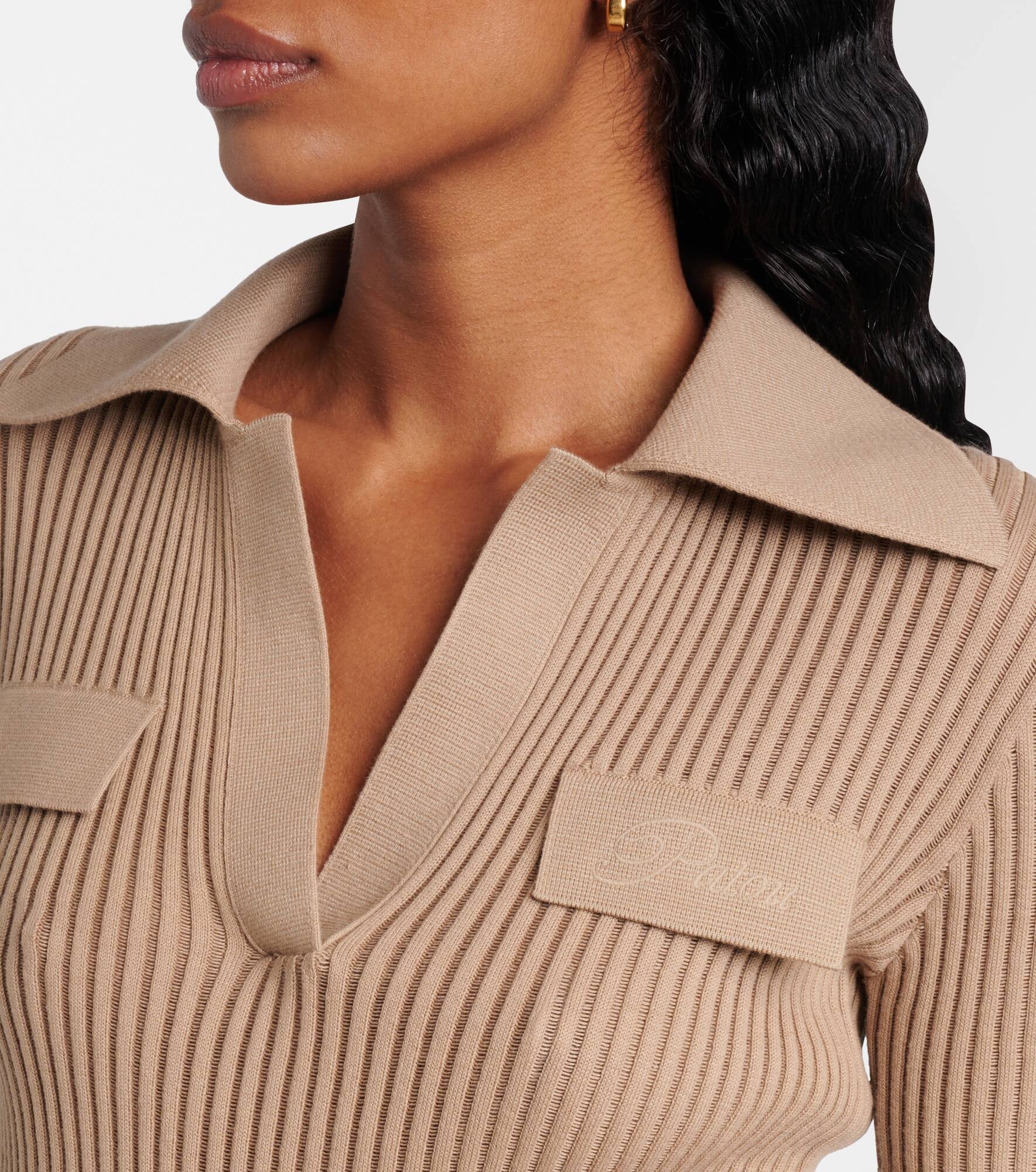 Ribbed-knit cotton polo shirt - 4