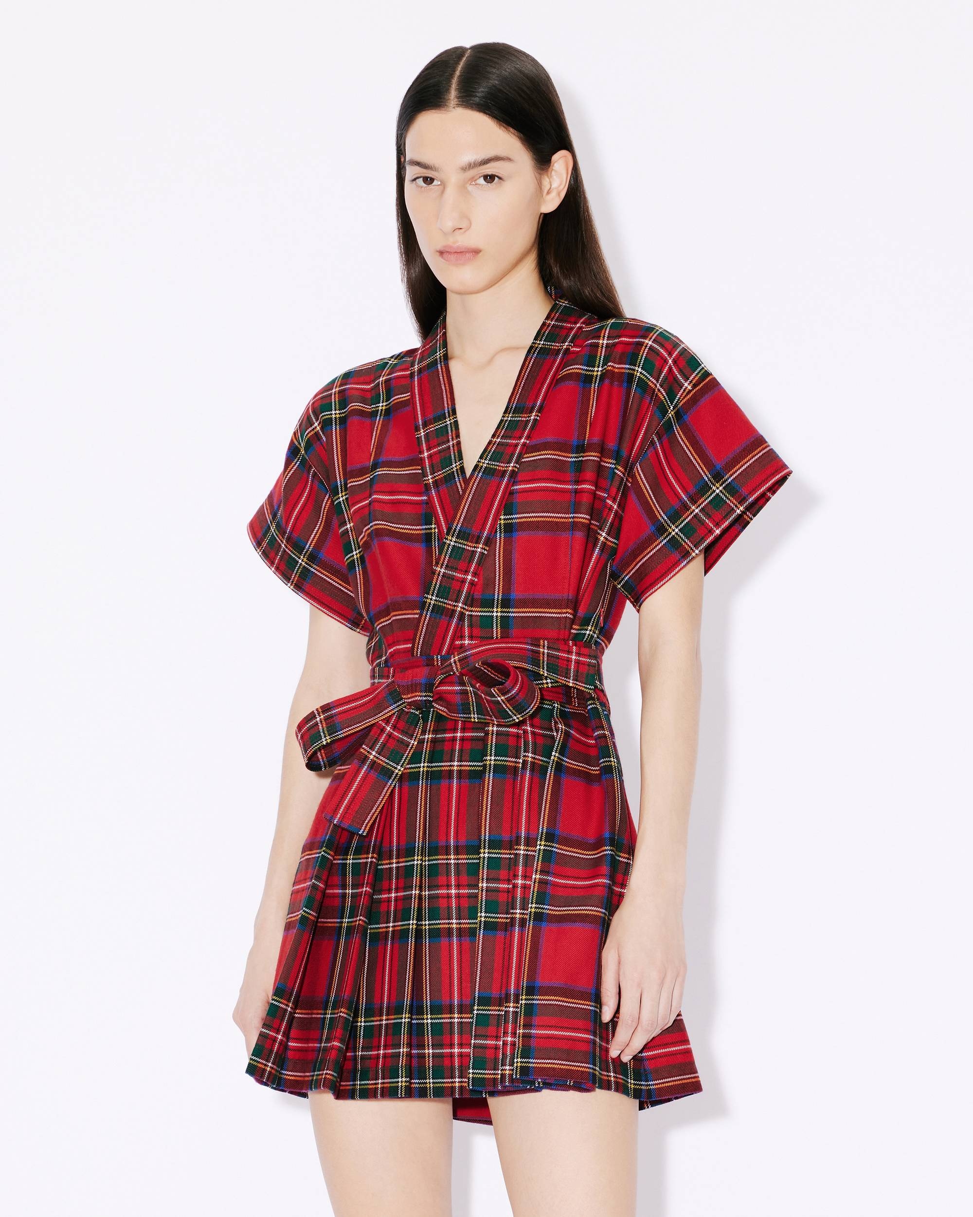 Short checked kimono dress - 4