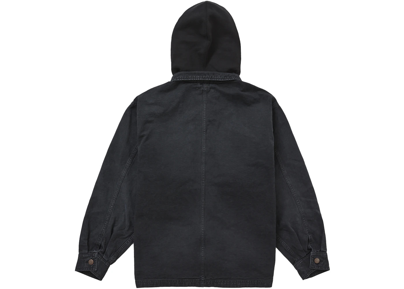 Supreme Worn Hooded Chore Coat Black - 2