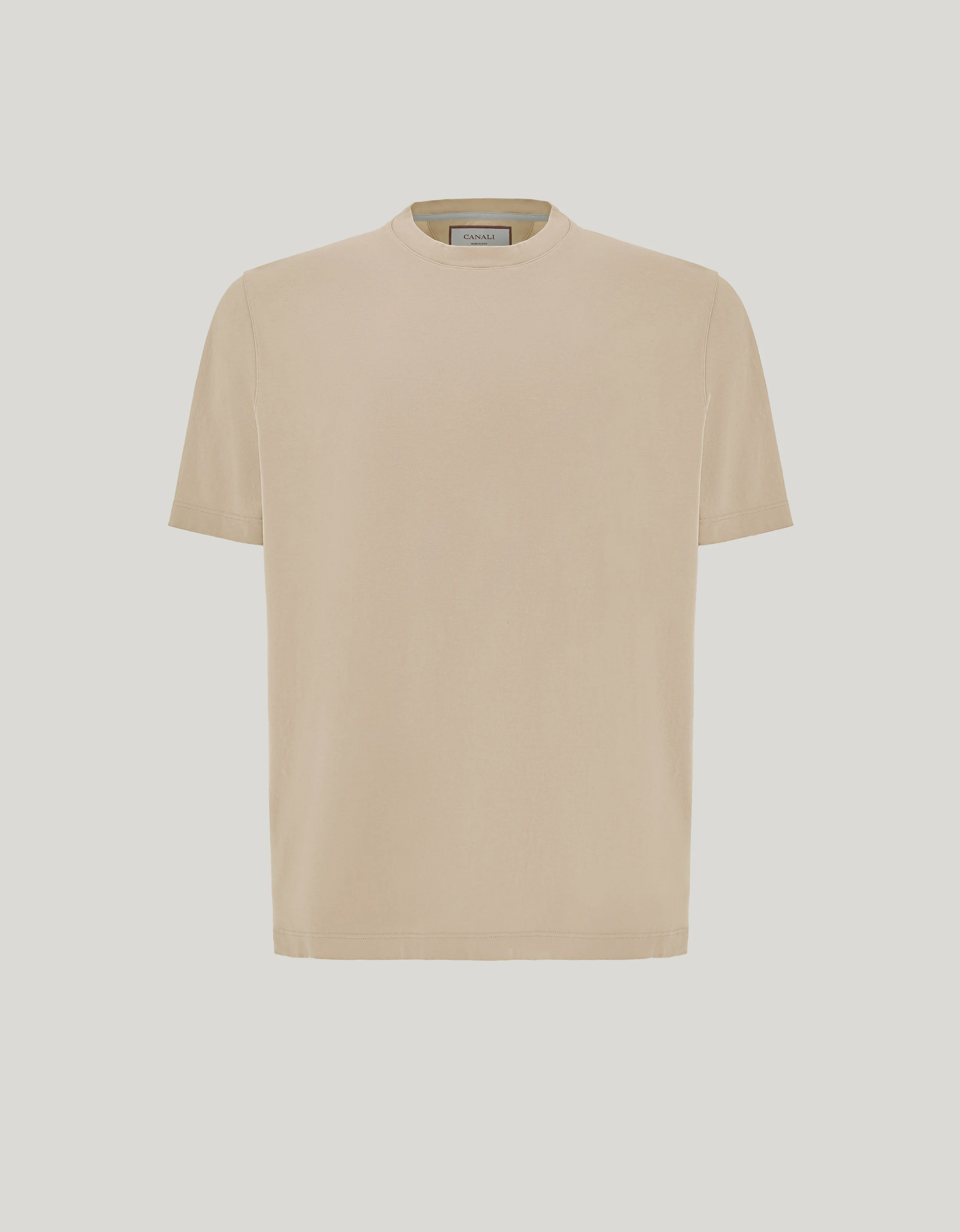 BEIGE COTTON INTERLOCK JERSEY REGULAR-FIT T-SHIRT - 1