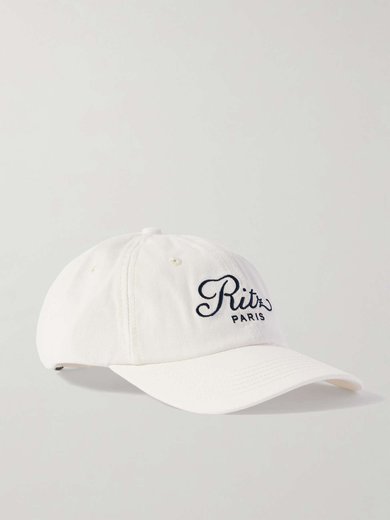 FRAME + Ritz Paris embroidered cotton-twill baseball cap Off-white ...