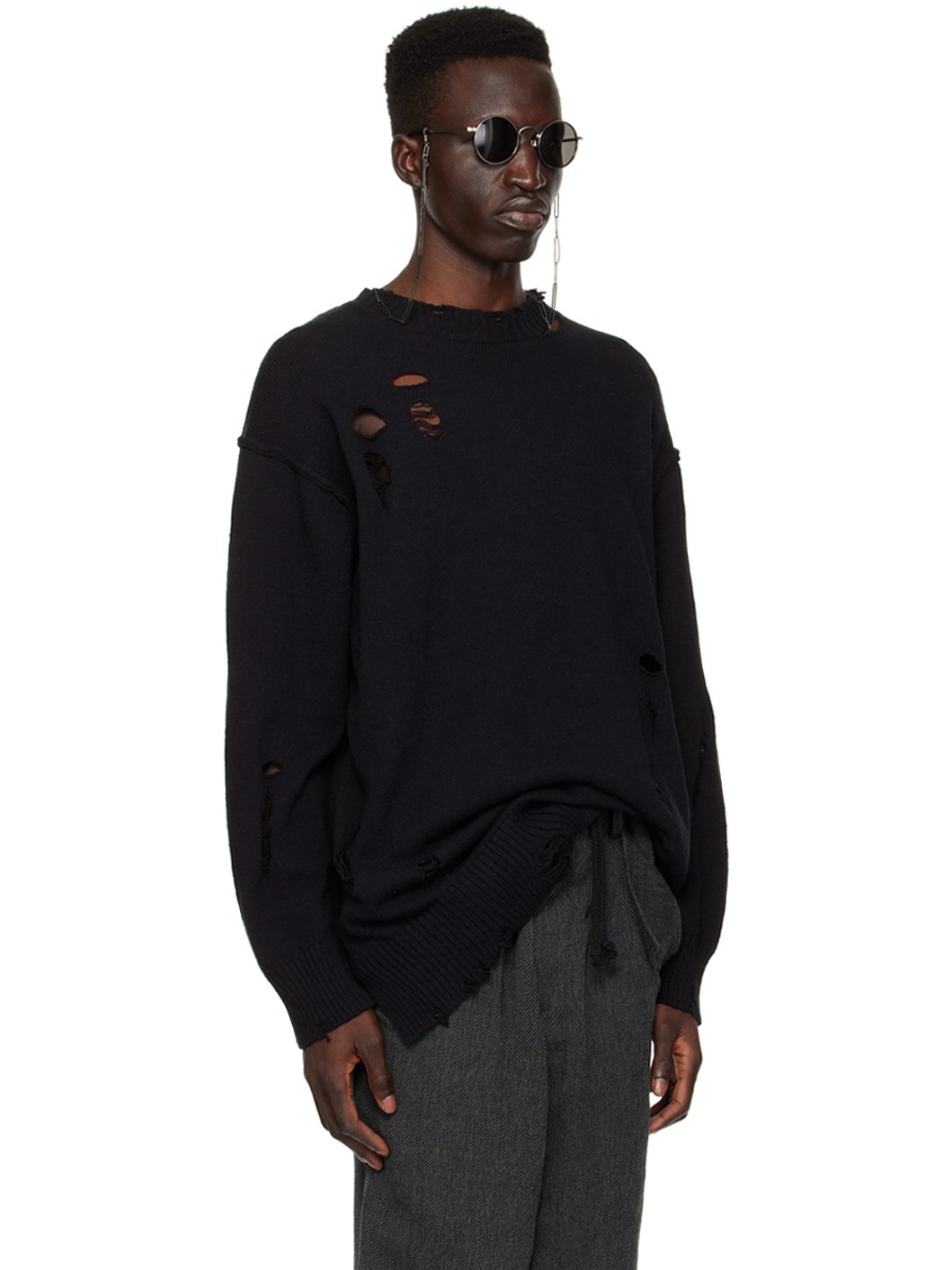 Black Distressed Sweater - 2