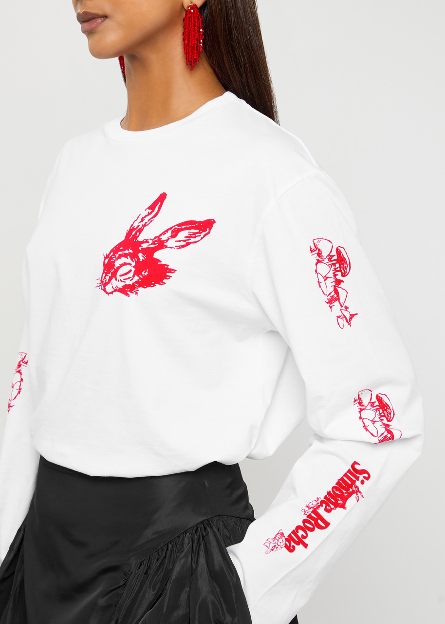 Simone Rocha Tortoise & Hare Logo Print Cotton T-shirt - 5
