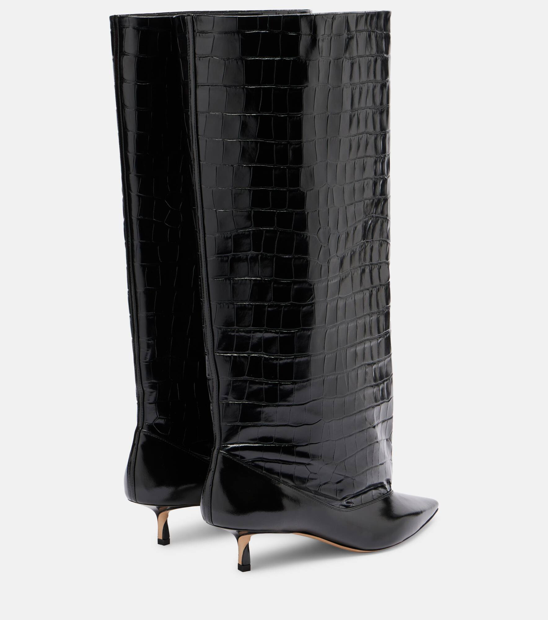 Tourni croc-effect leather knee-high boots - 2