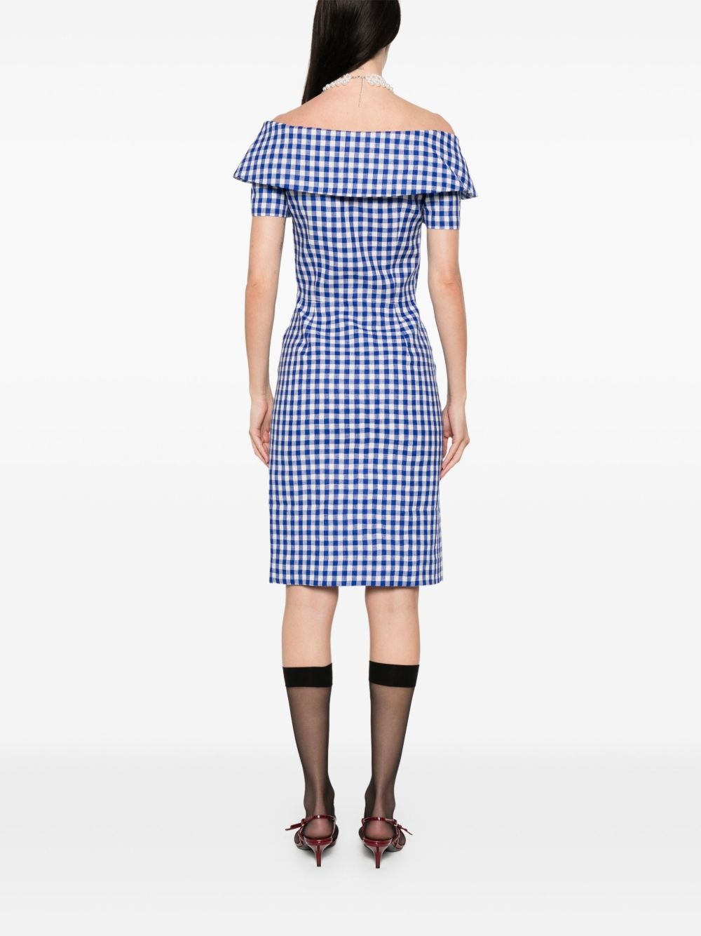 gingham check-print mini dress - 4