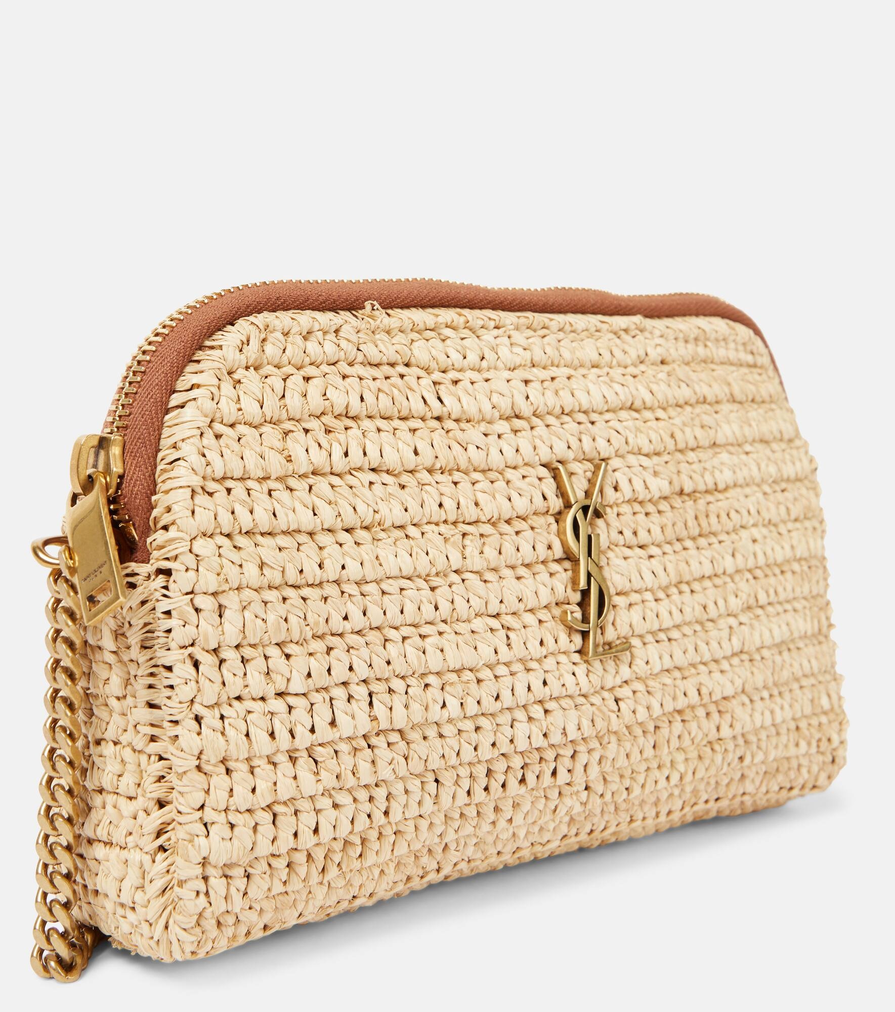 Gaby leather-trimmed raffia shoulder bag - 6