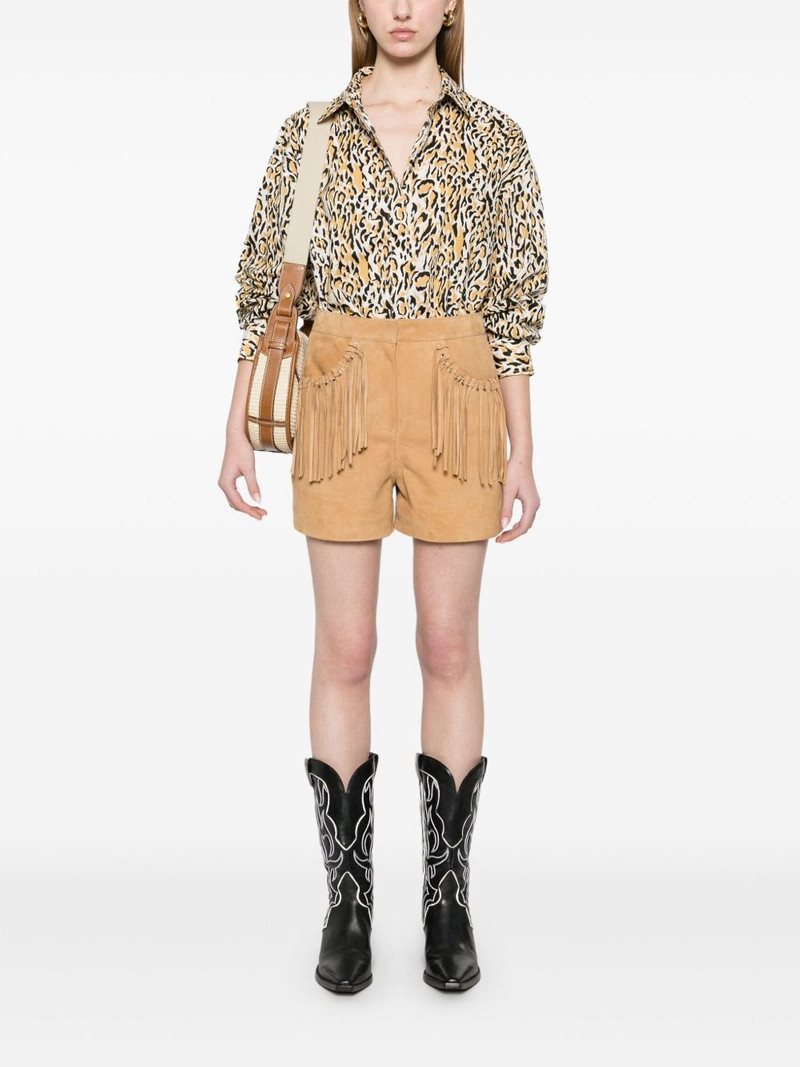maje fringe-detail suede shorts outlook