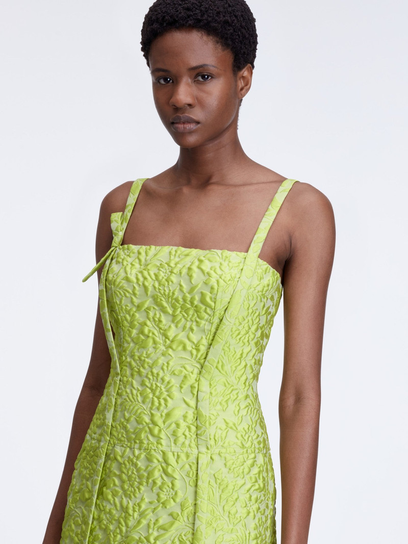 Emersyn Dress In Lime Green Embossed Cloque 4