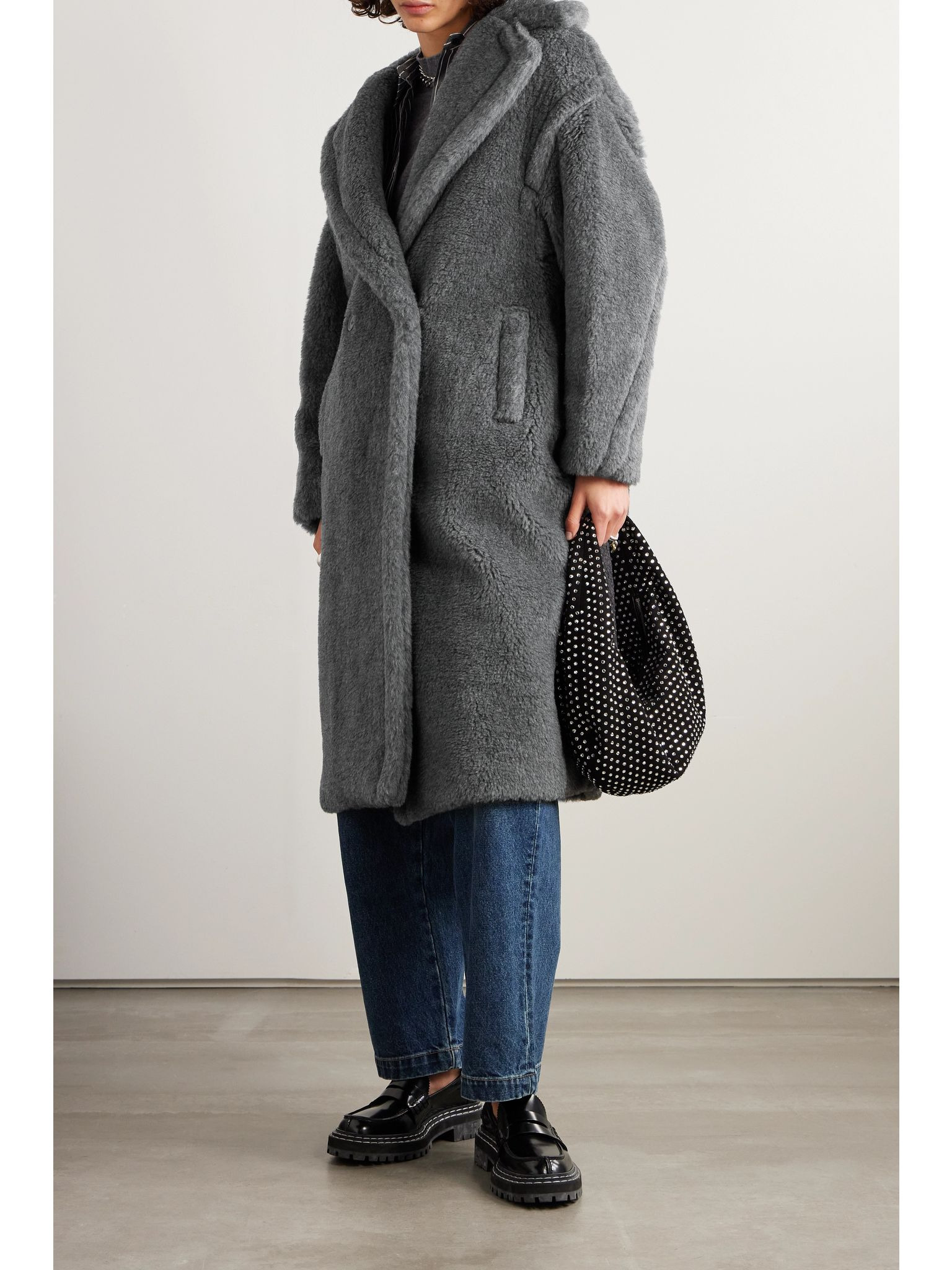 Teddy Bear Icon oversized wool, alpaca and silk-blend coat Gray - 3