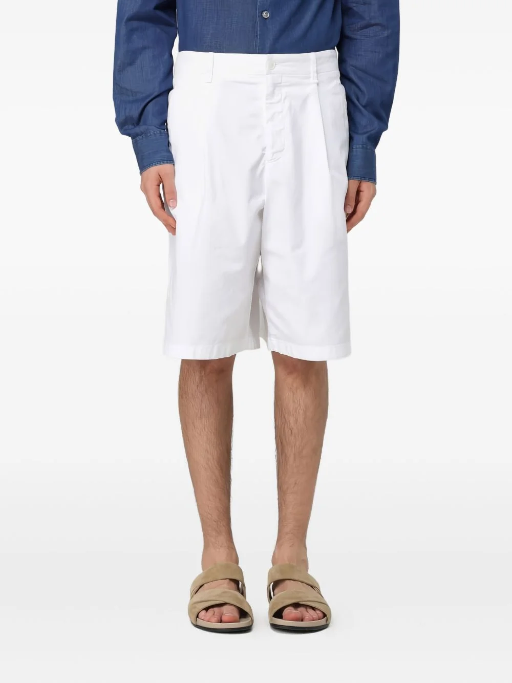 pleated-front shorts - 1