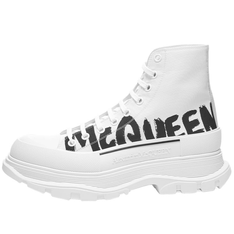 Alexander McQueen Alexander McQueen Graffiti Logo Canvas High Top Sneaker outlook
