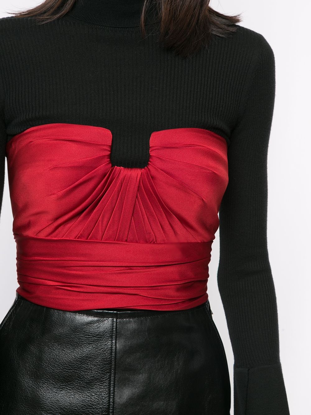 ruched bustier layered top - 5