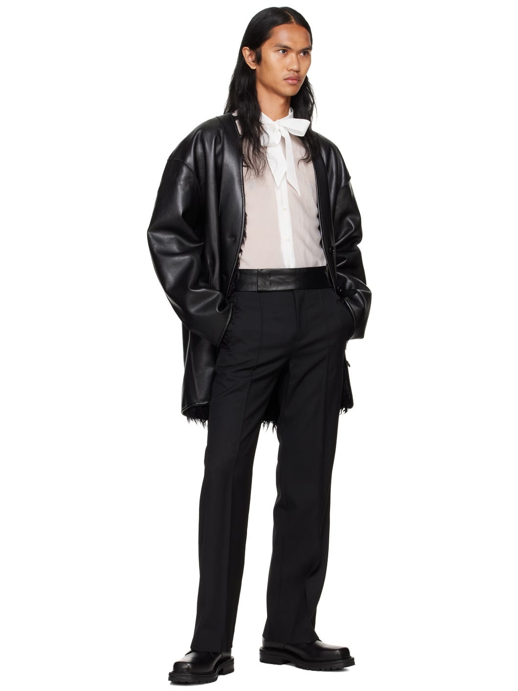 Black Faux-Leather & Faux-Fur Reversible Jacket - 4