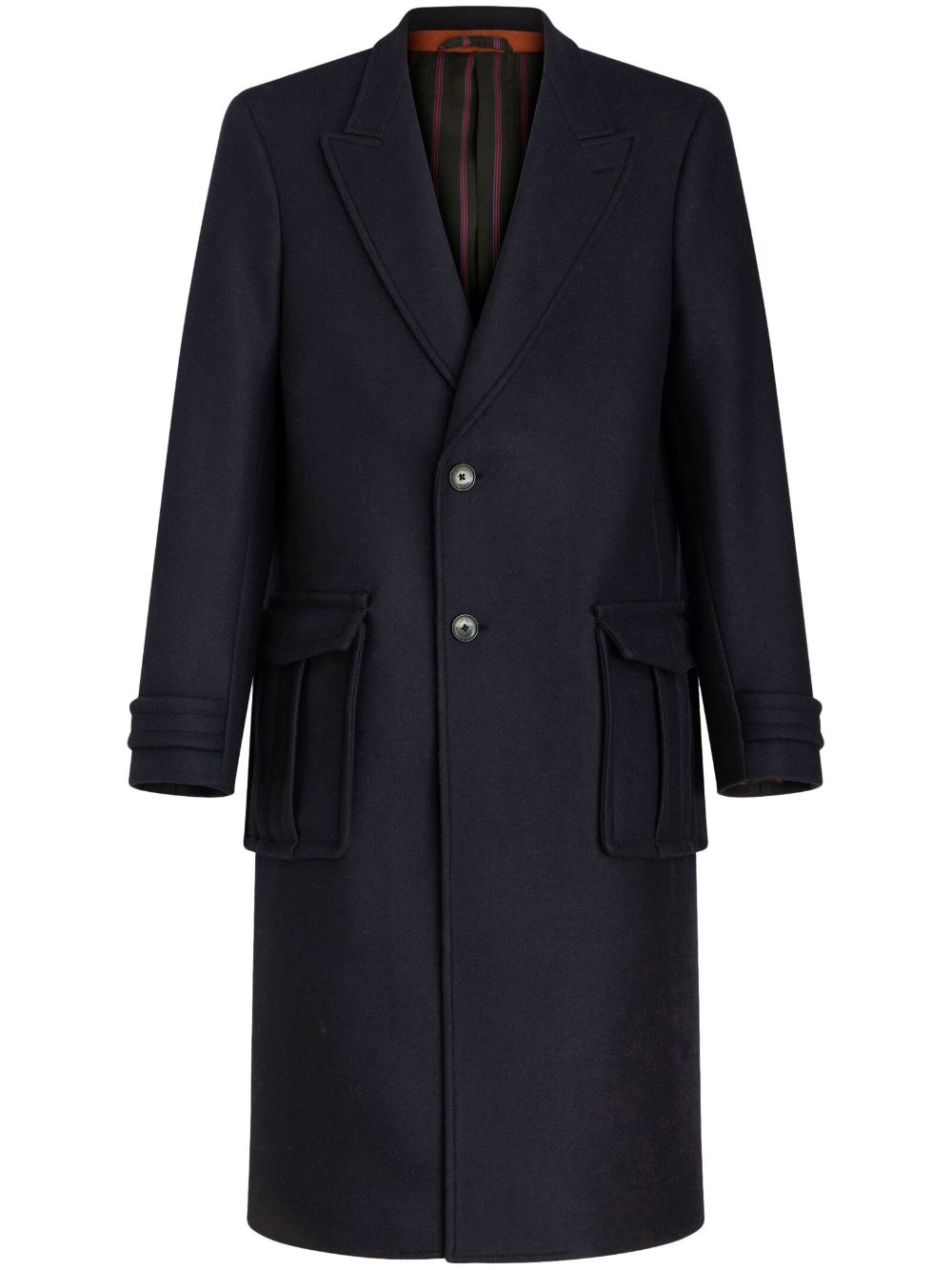single-breasted cargo-pocket coat - 1