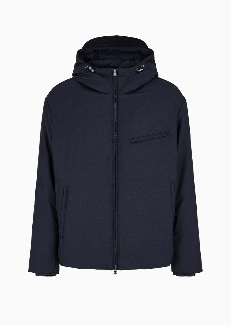 Travel Essentials hooded full-zip blouson in a water-resistant virgin-wool blend - 1