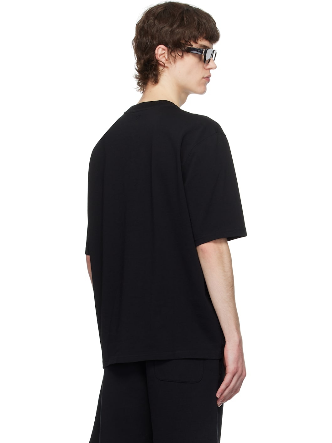 Black Cotton Tonal Ami de Coeur T-shirt - 3