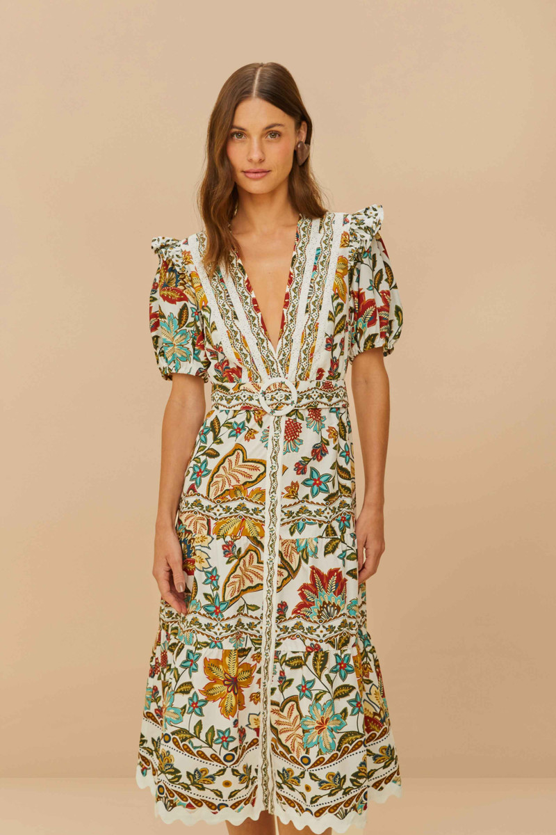 Off-White Botanicals Belted Midi Dress 3