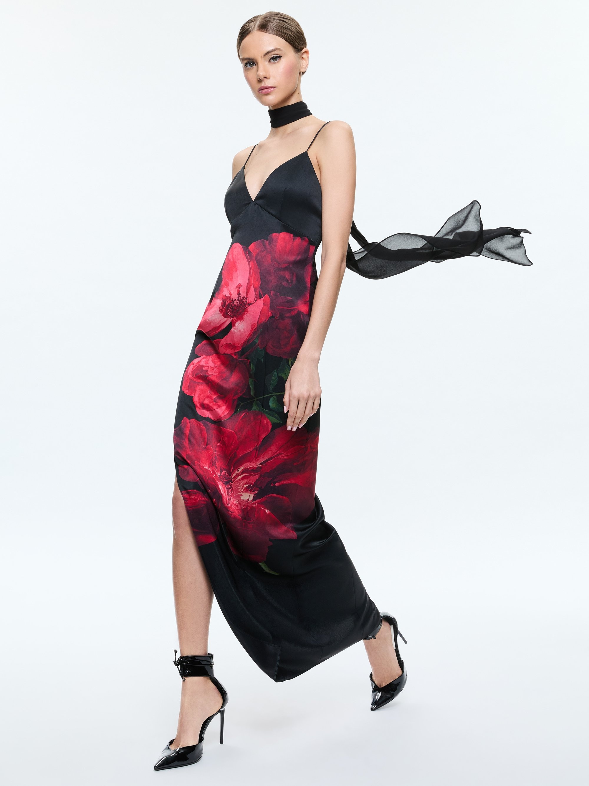 MONIKA CUT AWAY CAMI MAXI DRESS WITH SCARF - 5
