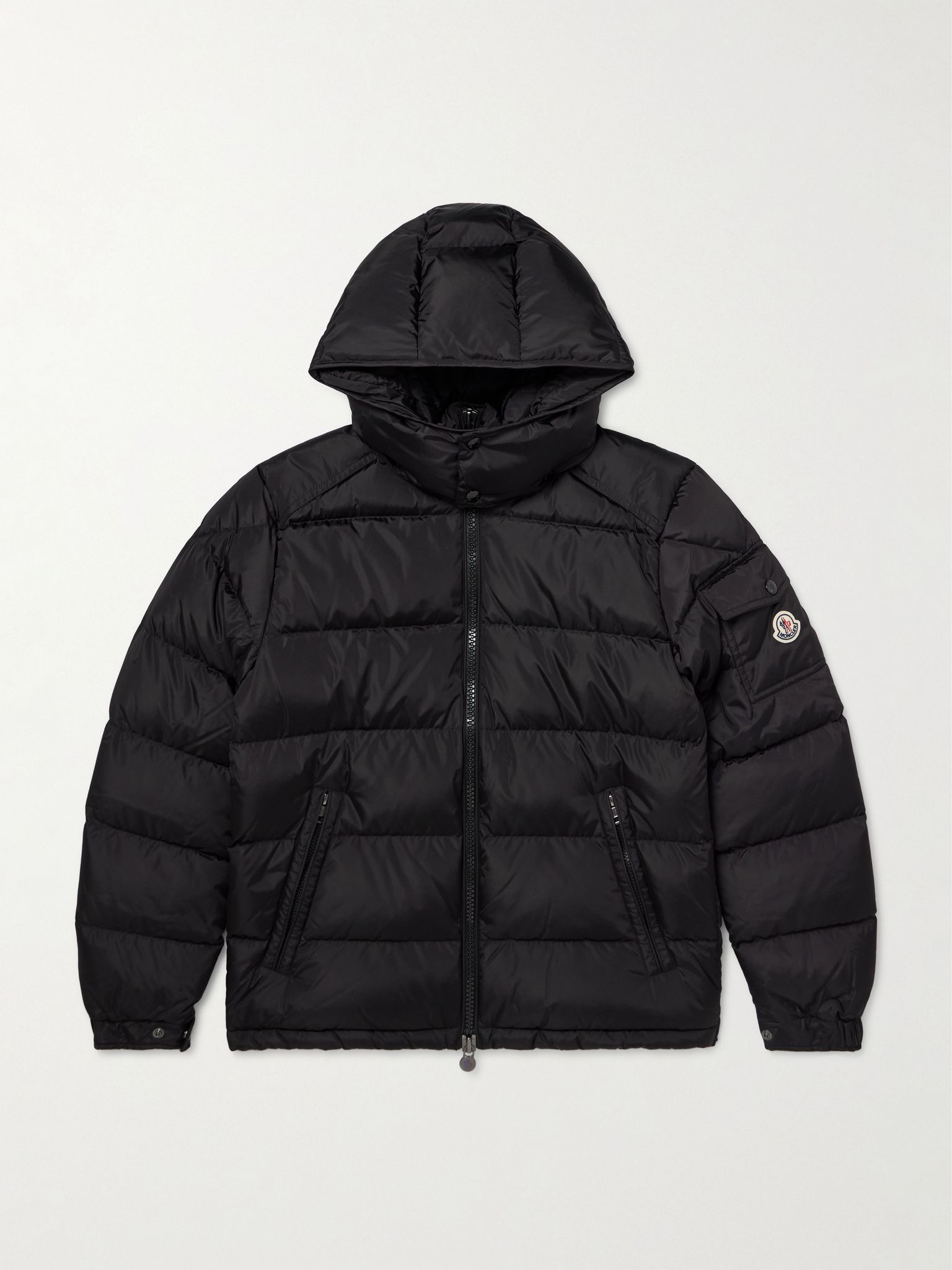 Maya Logo-Appliquéd Quilted Shell Hooded Down Jacket Black - 1