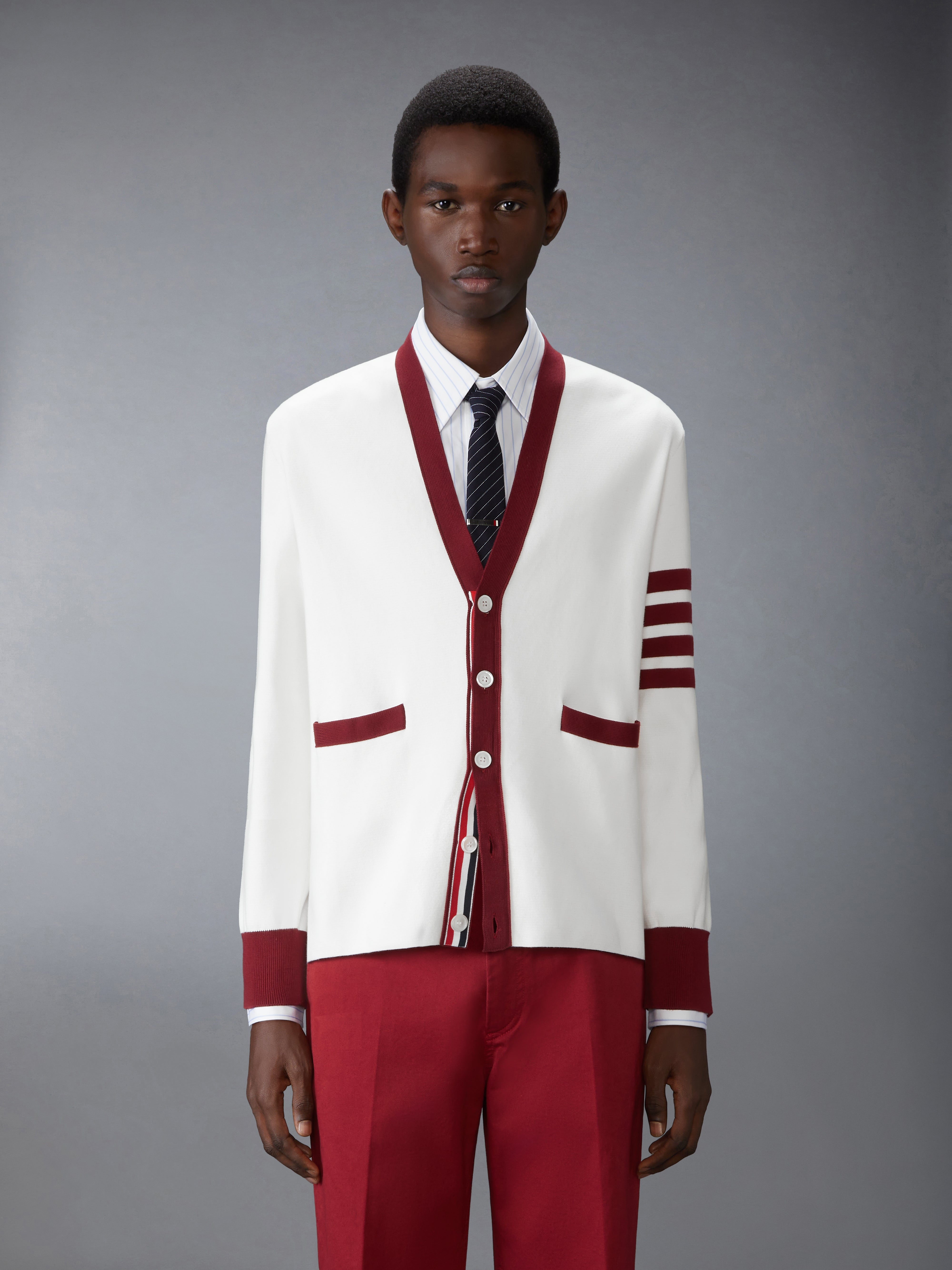 MILANO STITCH 4-BAR V NECK RUGBY FIT CARDIGAN - 2