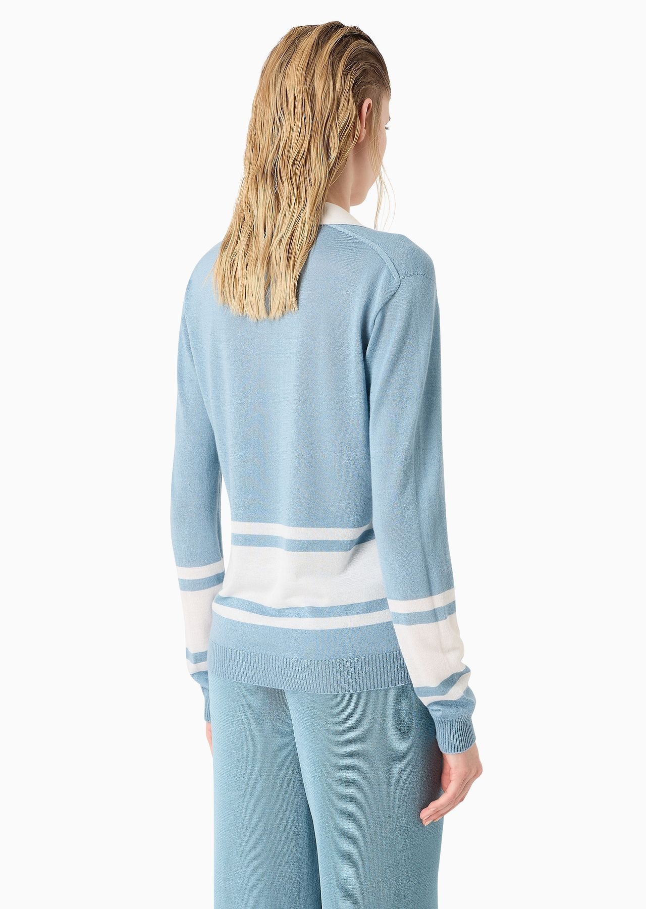 Long-sleeved cashmere and silk polo shirt - 3