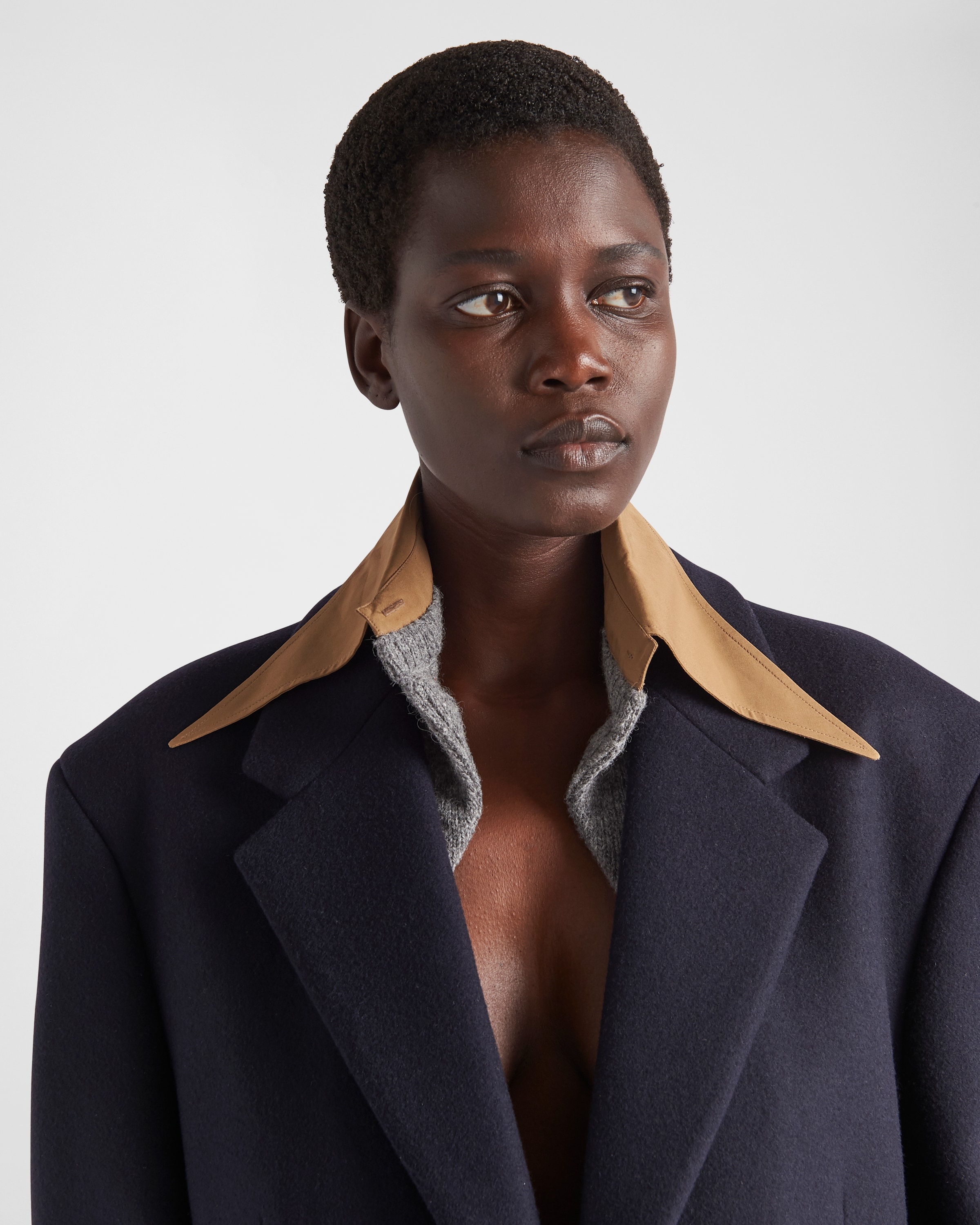 Single-breasted cachemire and wool coat with collar - 3