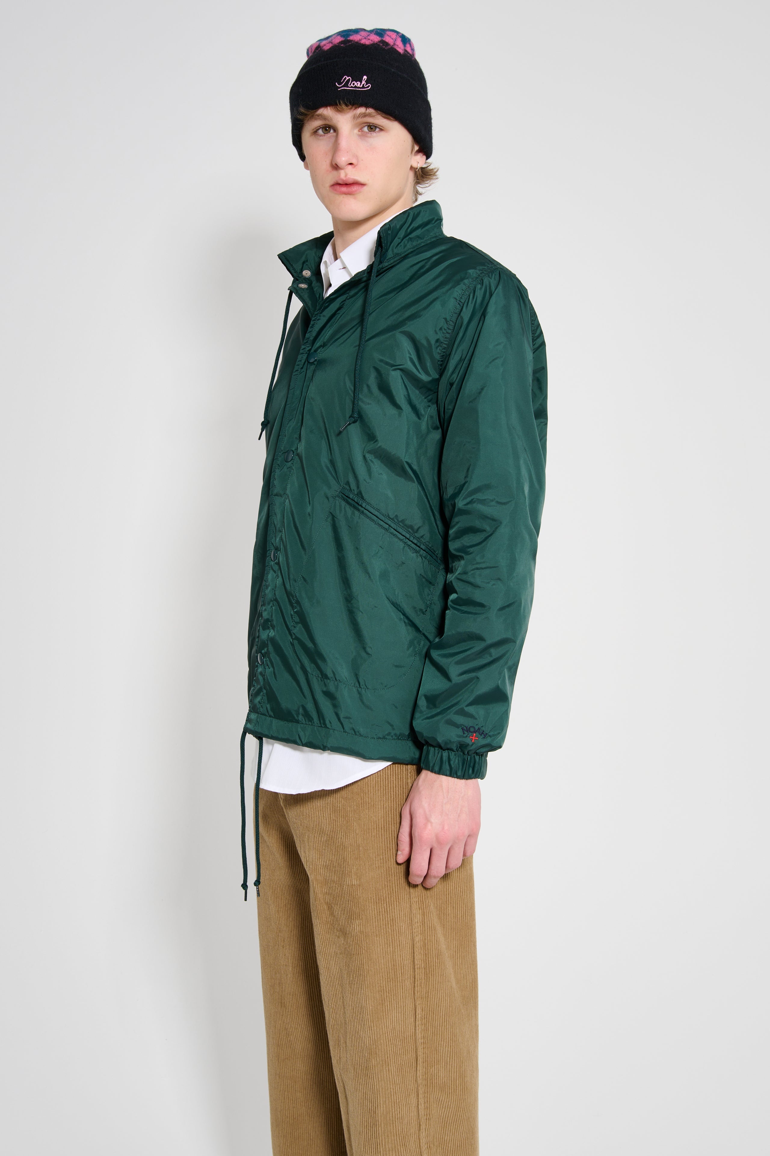 NOAH HOODED COACHES JACKET GREEN - 2